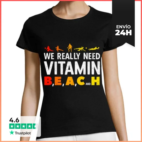 Camiseta Mujer Clásica Voleibol Deporte Gracioso Vitamina Refr