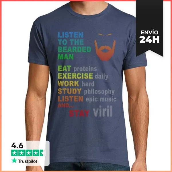 Camiseta Hombre Clásica Lemas Del Hombre Viril (negra Con Mangas)