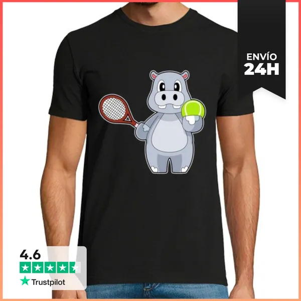 Camiseta Hombre Clásica Pelota De Tenis Hipopótamo LaTostadora