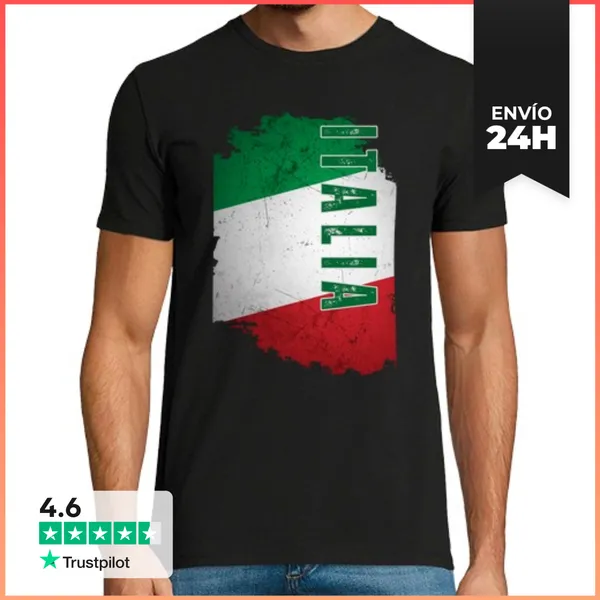 Camiseta Hombre Clásica Bandera De Italia, Orgullo Italiano