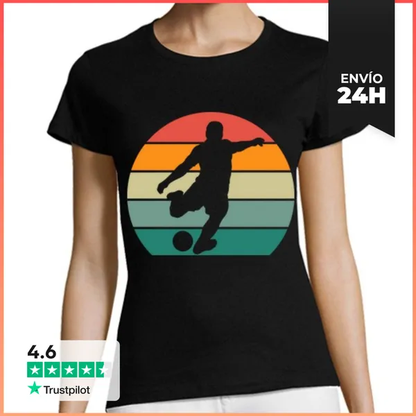 Camiseta Mujer Clásica FUTBOLISTA SILUETA PUESTA DE SOL