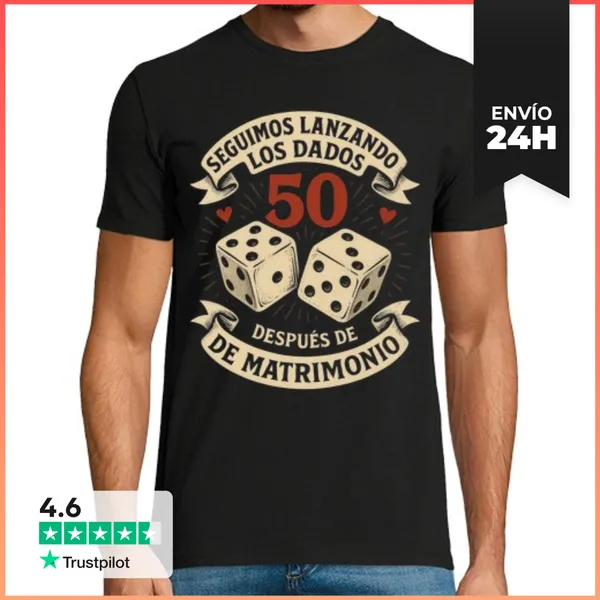 Camiseta Hombre Clásica 50 Aniversario Bodas De Oro Matrimonio