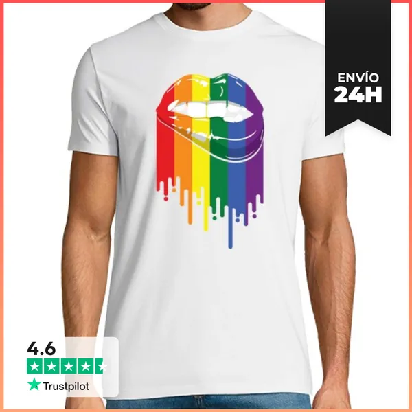 Camiseta Hombre Clásica Retro Ilustración De Mordida De Labios