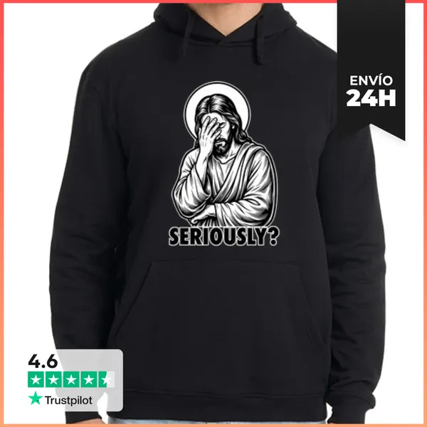 Sudadera Unisex Con Capucha Cara De Jesús Facepalm Sátira - Meme