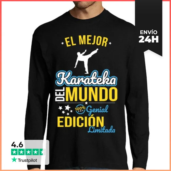 Camiseta Hombre Manga Larga El Mejor Karateka Del Mundo Regalo