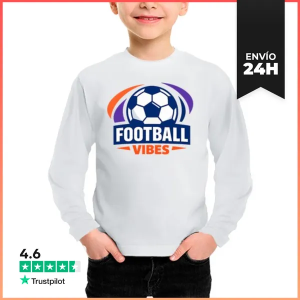 Camiseta Manga Larga Para Niños Vibras De Fútbol LaTostadora