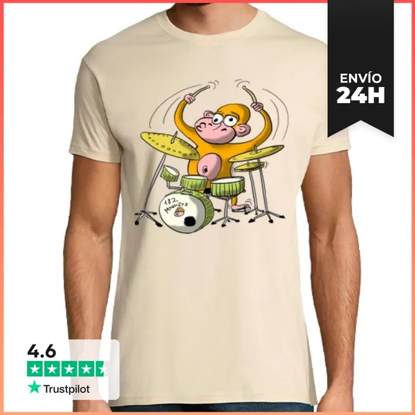 Camiseta Hombre Clásica Mono Batería LaTostadora