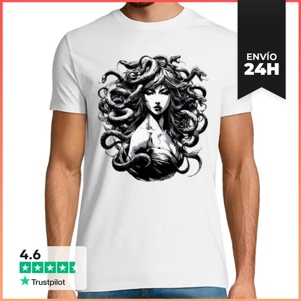 Camiseta Hombre Clásica Retrato De Tinta De Medusa LaTostadora