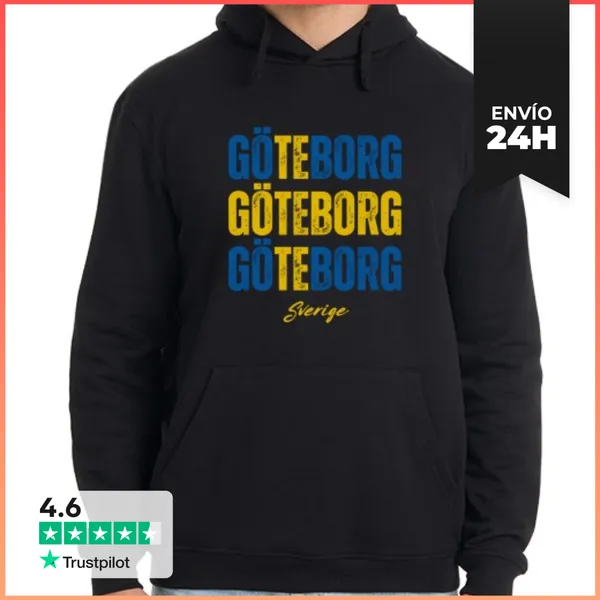 Sudadera Unisex Con Capucha Gotemburgo Suecia, Bandera De Suecia