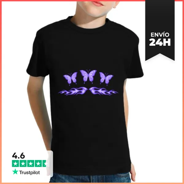 Camiseta Clásica Para Niños Tatuaje De Mariposa Morada Fairycore