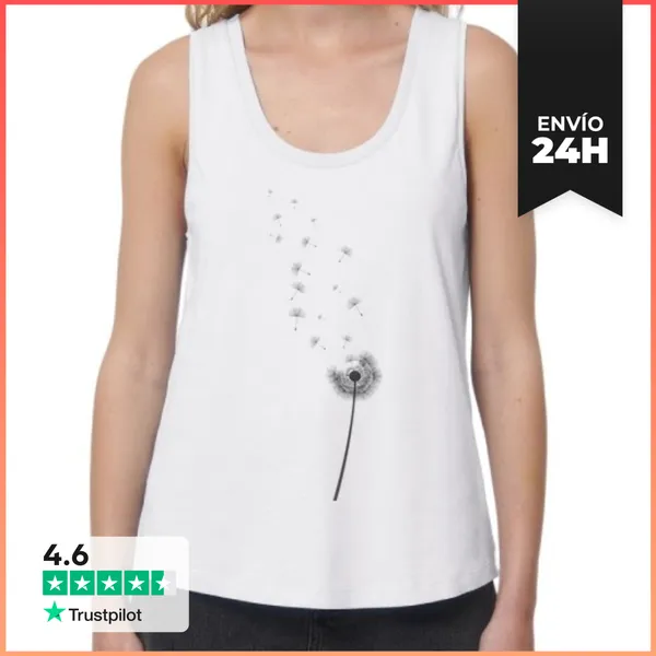 Camiseta Mujer Sin Mangas, Loose Fit Mujer, Tirantes Anchos &