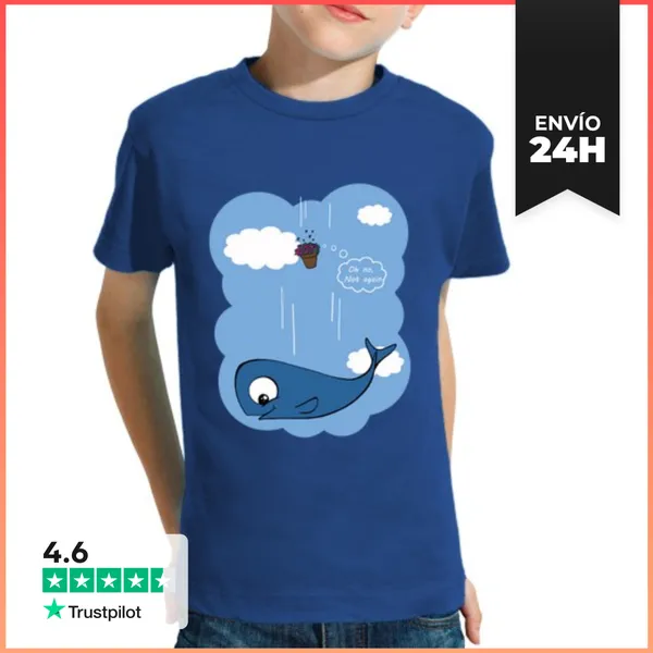 Camiseta Clásica Para Niños Ballena Y Petunias 1P LaTostadora