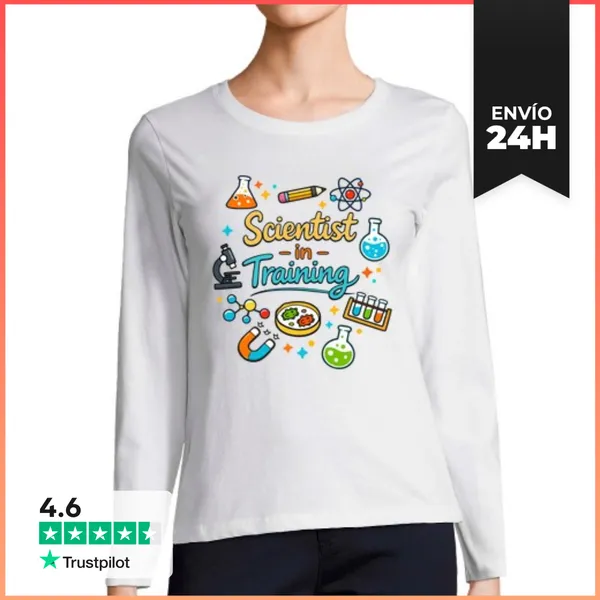 Camiseta Mujer Manga Larga Científico En Formación Niños