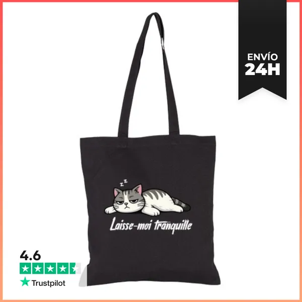 Bolsa De Tela Camiseta Gato Déjame En Paz Divertido LaTostadora