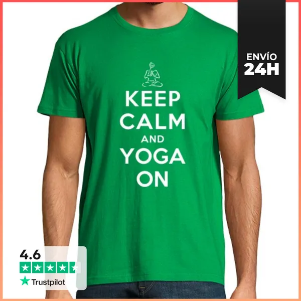 Camiseta Hombre Clásica Mantener La Calma Y La Yoga En
