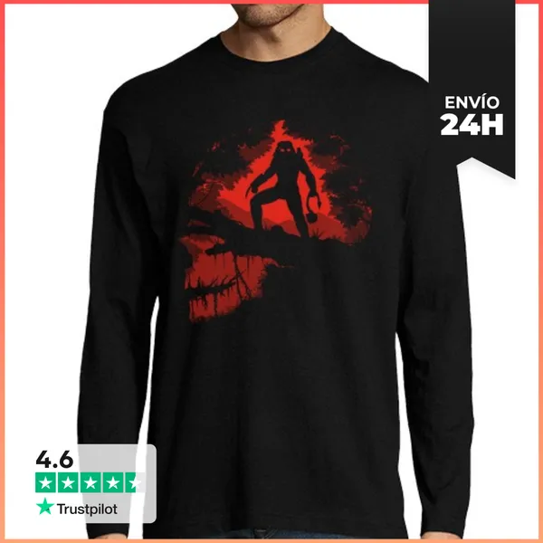 Camiseta Hombre Manga Larga Cazador De La Selva LaTostadora