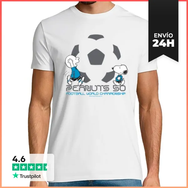 Camiseta Hombre Clásica Peanuts Mundial De Fútbol LaTostadora