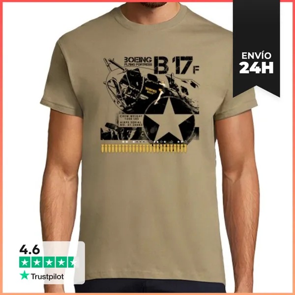 Camiseta Hombre Clásica Boeing B17 F Flying Fortress LaTostadora