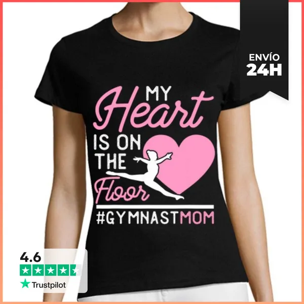 Camiseta Mujer Clásica Mamá De Gimnasia Mi Corazón Está En El