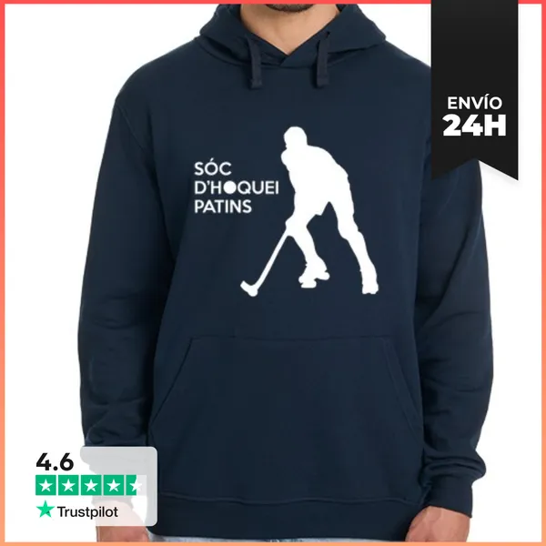 Sudadera Unisex Con Capucha Hockey Patines 3 Blanco LaTostadora