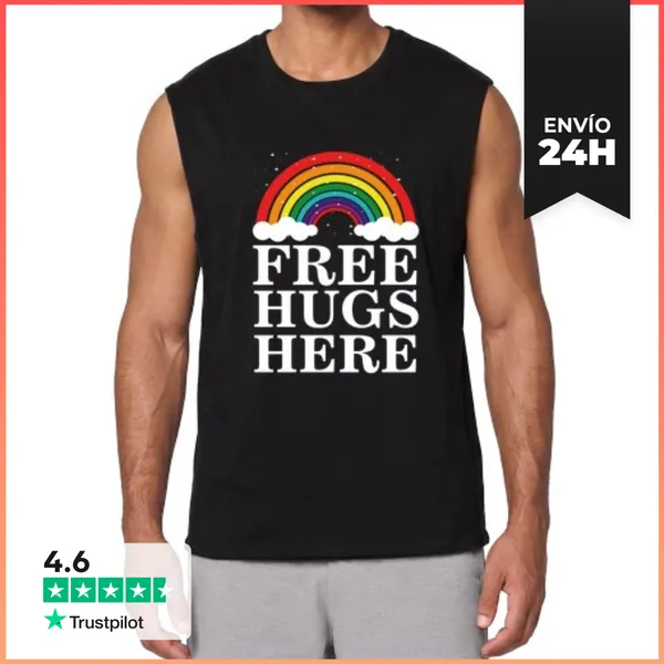Camiseta Sin Mangas Free Hugs Here LGTB Gay LaTostadora