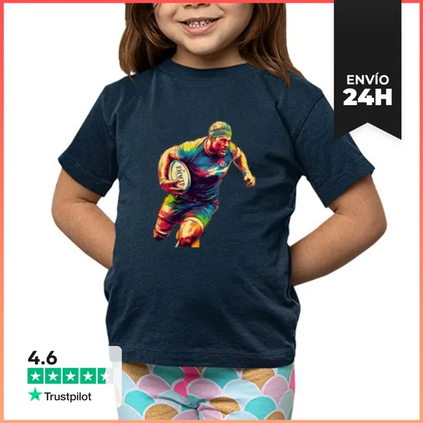 Camiseta Clásica Para Niños Jugador De Rugby Colorido LaTostadora