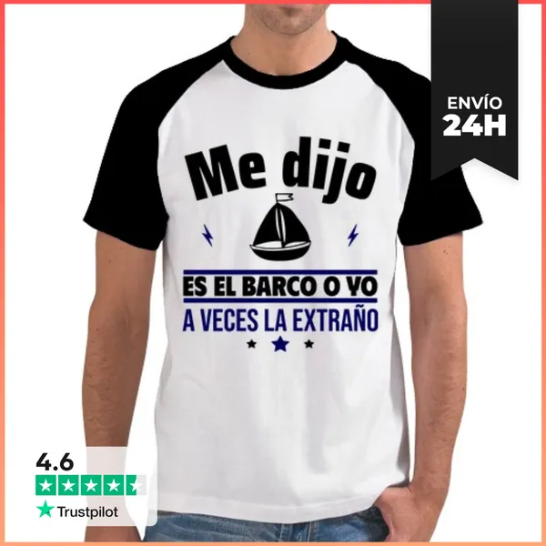Camiseta Hombre, Estilo Béisbol Es El Barco O Yo,capitán