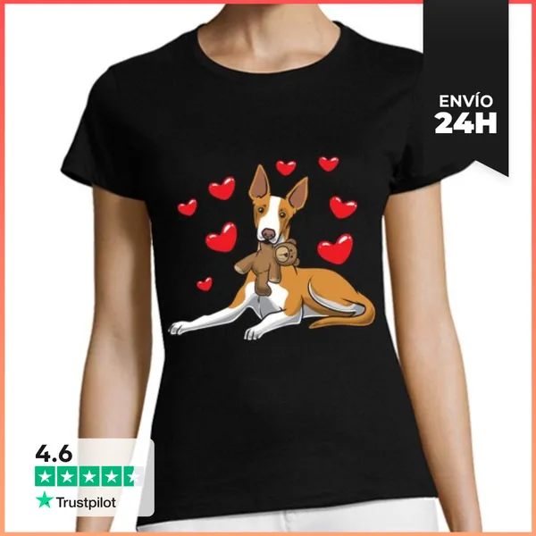 Camiseta Mujer Clásica Perro Podenco Con Peluche LaTostadora
