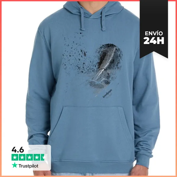 Sudadera Unisex Con Capucha Windsurfer. Free Style. ByN