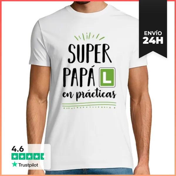 Camiseta Hombre Clásica Super Papá En Prácticas LaTostadora