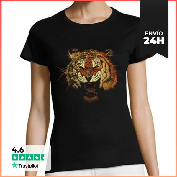 Camiseta Mujer Clásica Tigre Rugido Color LaTostadora
