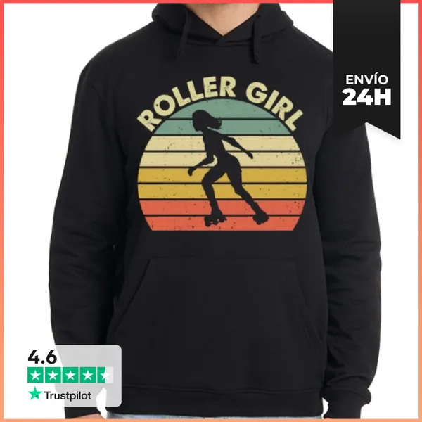 Sudadera Unisex Con Capucha ROLLER GIRL PATINADORA PUESTA DE SOL