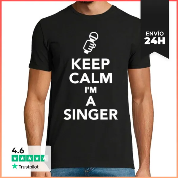 Camiseta Hombre Clásica Mantén La Calma Soy Un Cantante
