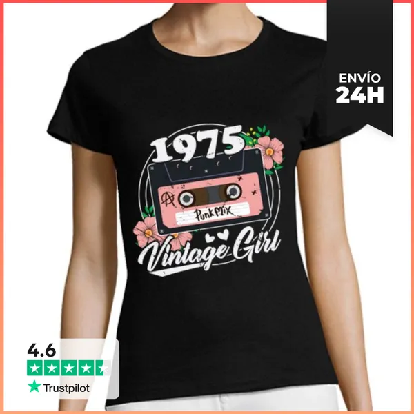 Camiseta Mujer Clásica 50 Años Mujer Vintage 1975 Cumpleaños 50