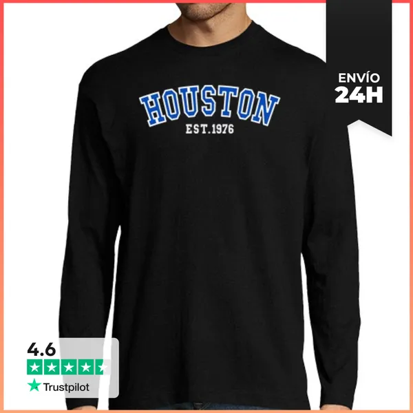 Camiseta Hombre Manga Larga Houston Est 1976 LaTostadora