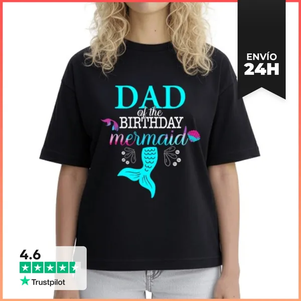 Camiseta Mujer Boxy Papá De La Sirena De Cumpleaños A Juego