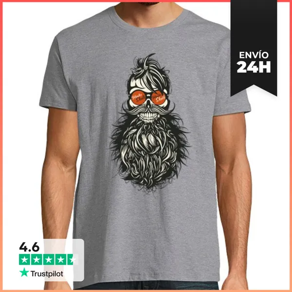 Camiseta Hombre Clásica Cráneo Inconformista Cráneo Cráneo Barb