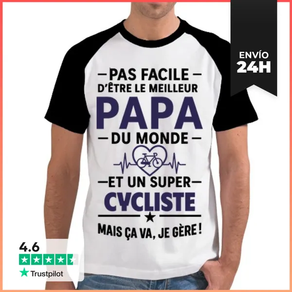 Camiseta Hombre, Estilo Béisbol Papá Ciclista Ciclismo Bicicleta