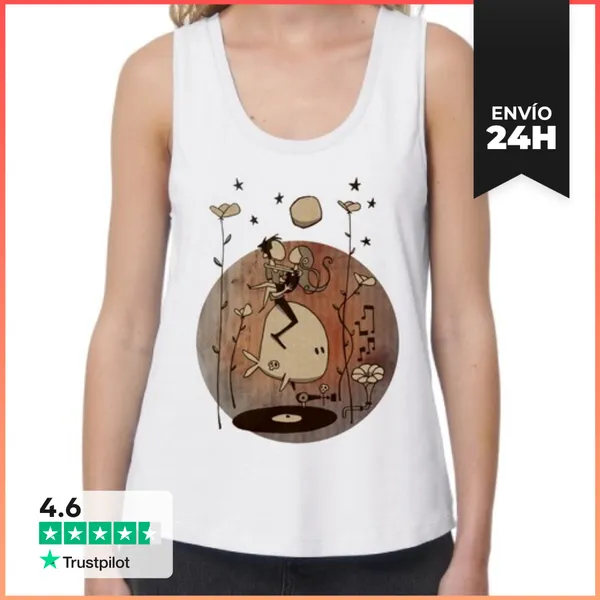 Camiseta Mujer Sin Mangas, Loose Fit Pareja En El Pescado