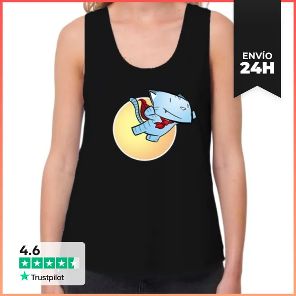 Camiseta Mujer Sin Mangas, Loose Fit Miau 08 Mujer Tirantes 2