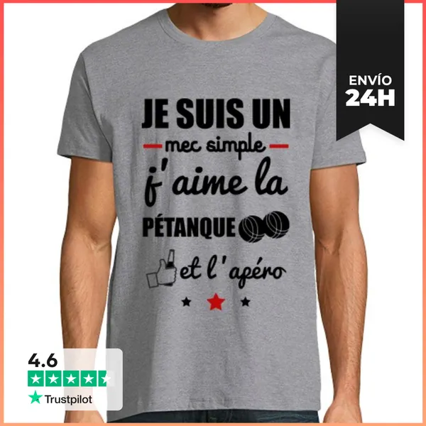 Camiseta Hombre Clásica Chico Sencillo Petanca Aperitivo