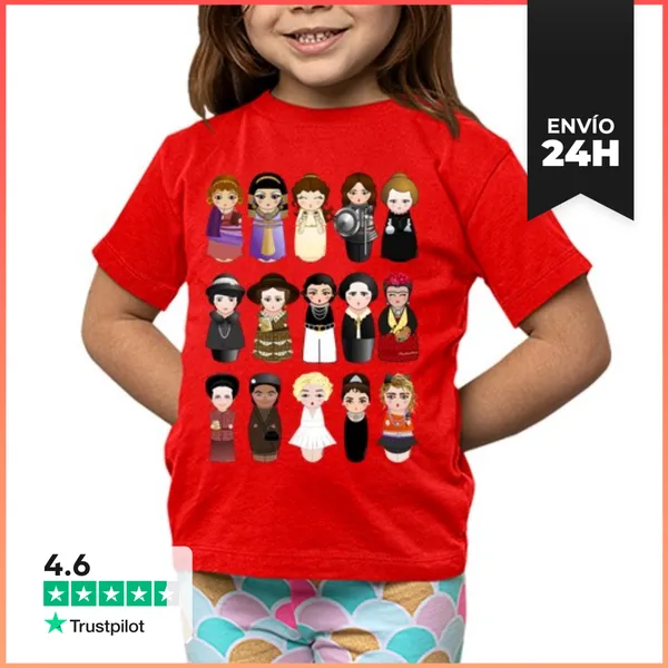 Camiseta Clásica Para Niños Kokeshis Mujeres En La Historia 2.0