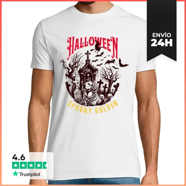 Camiseta Hombre Clásica Halloween Espeluznante Dorado LaTostadora