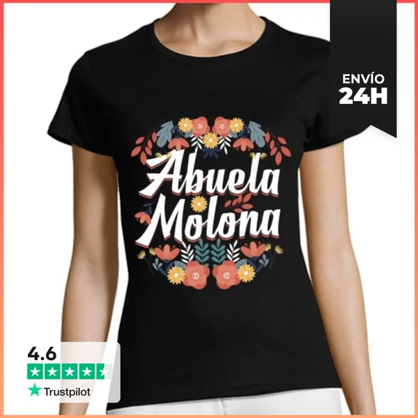 Camiseta Mujer Clásica Abuela Molona Floral Regalo Día De La