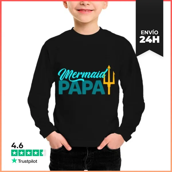 Camiseta Manga Larga Para Niños Papá Sirena Fiesta De Seguridad