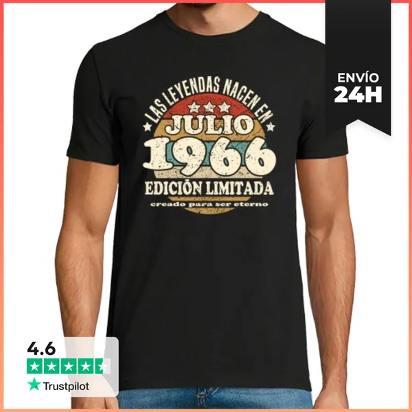 Camiseta Hombre Clásica Las Leyendas Nacen En Julio 1966