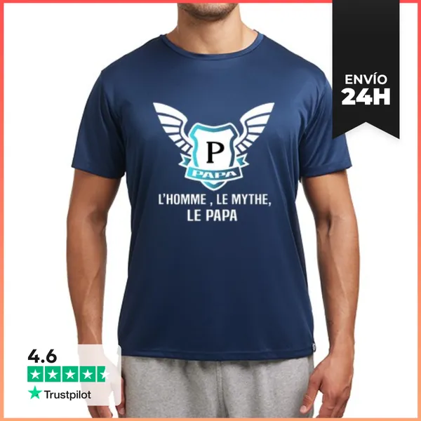 Camiseta Deportiva Hombre Papá Hombre Mito Diseño Alas Vintage