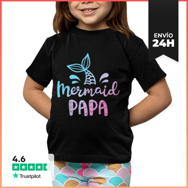 Camiseta Clásica Para Niños Papá Sirena Divertido Papá Tritón