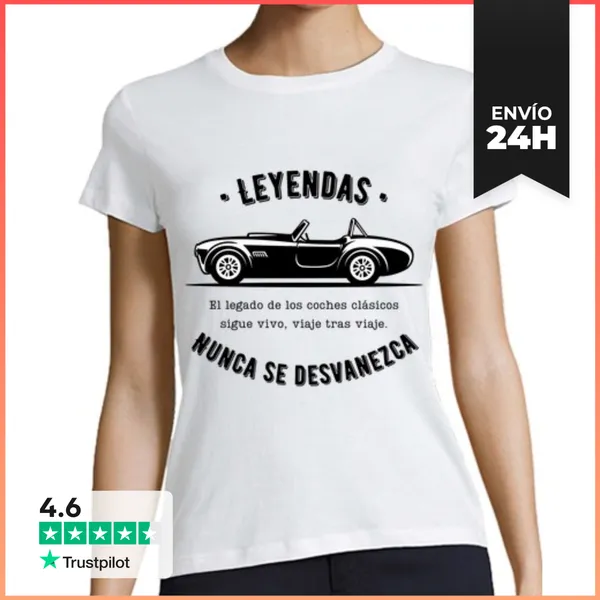 Camiseta Mujer Clásica Coche Clásico Shelby AC Cobra Roadster -