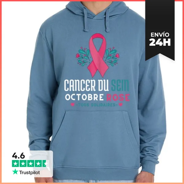 Sudadera Unisex Con Capucha Cinta Solidaria De Cáncer De Mama De